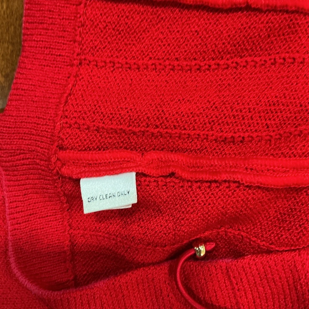 St. John Evening Knit Cardigan Set, Ruffle Trim And Tie Closure, Red, 6 - Picture 10 of 16